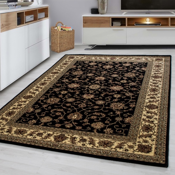 Black Oriental Living Room Area Rug